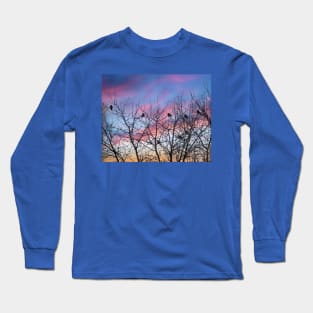 Sunrise with the American Robins by Debra Martz Long Sleeve T-Shirt